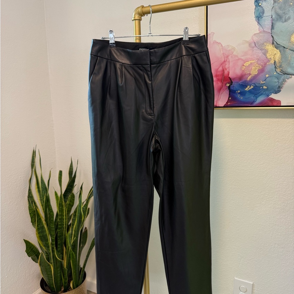 Express Black Leather-Style Trousers